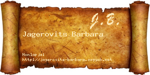 Jagerovits Barbara névjegykártya